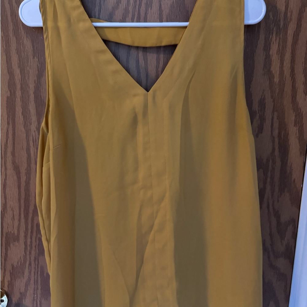 Maurices Mustard Sleeveless V-Neck Top, Large